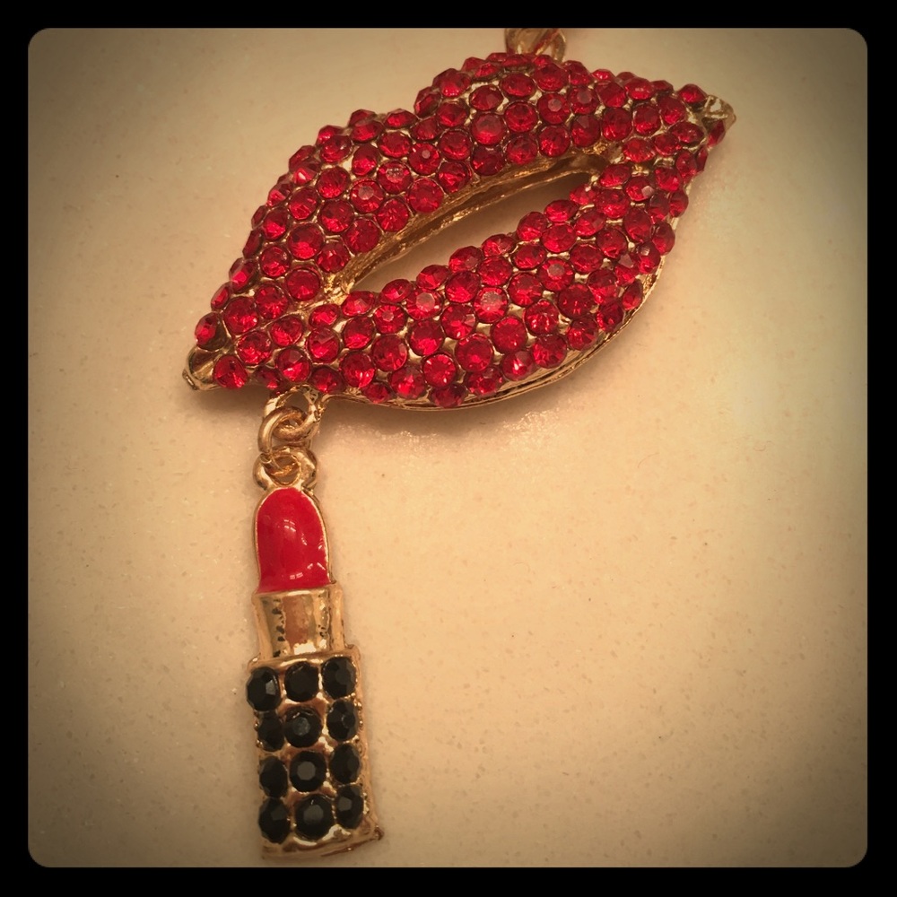 Key Chain Rhinestone Red Lips 👄